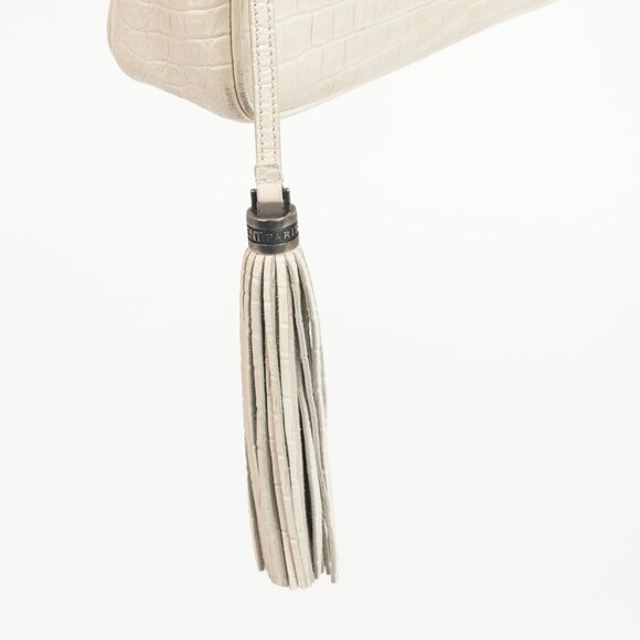 Saint Laurent Lou Camera White Croc-Embossed Crossbody - Picture 7 of 14